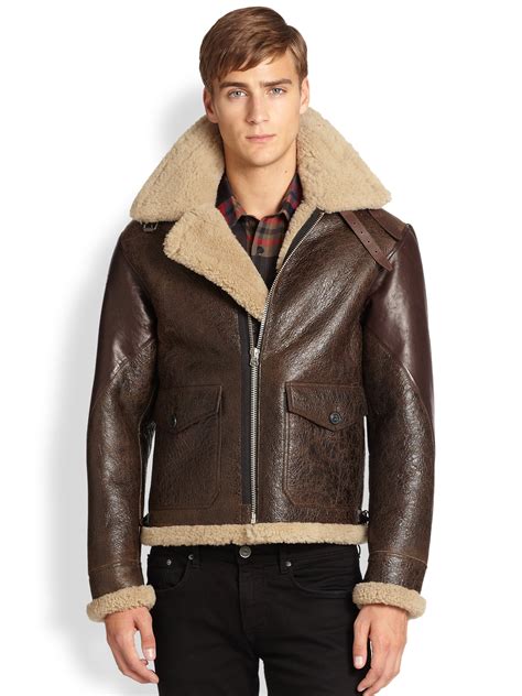 mens leather shearling coat burberry|Burberry shearling coats women's.